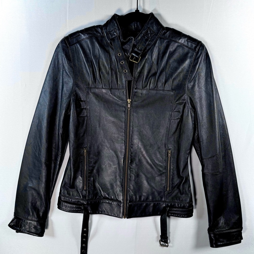 Metro 7 Black Leather Moto Jacket